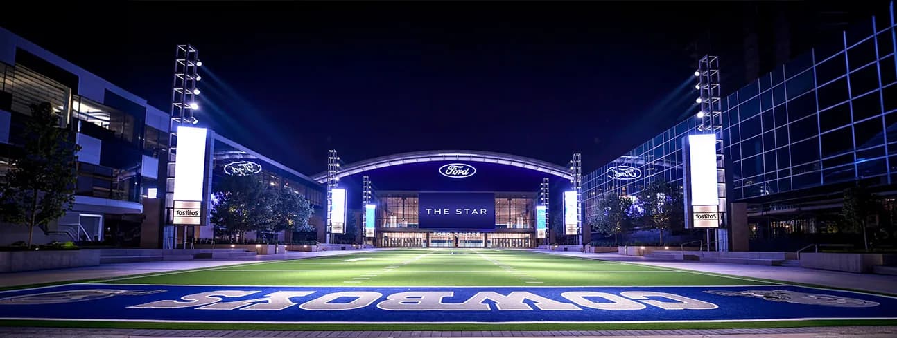 The Star in Frisco, Texas, illuminated at night