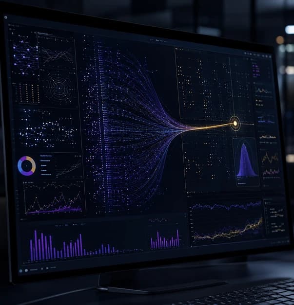 Institutional investment analytics on a monitor